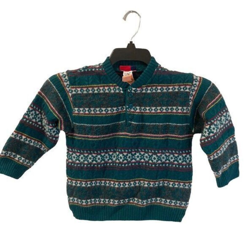 VTG Gymboree Sweater Kids Sz M Gymboree Holiday Wool Blend Green - Picture 1 of 8